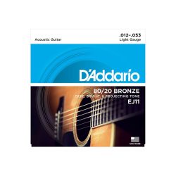 D'Addario EJ11 80/20 Bronze Round Wound Acoustic Guitar Strings 12-53