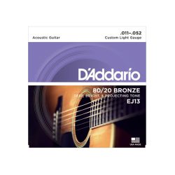 D'Addario EJ13 11-52 Custom Light Set Bronze Acoustic Guitar Strings