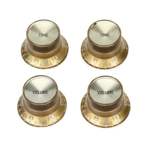 Gibson Accessories Top Hat Knobs with Inserts 4-pack - Gold with Gold Metal Insert