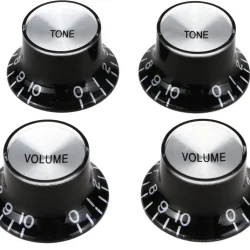 Gibson Part Knob Top Hat Black with Silver