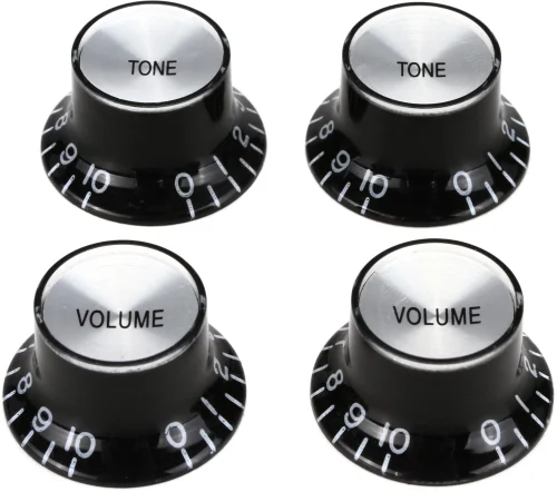 Gibson Part Knob Top Hat Black with Silver