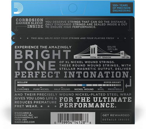 D'Addario Nickel Wound Electric Guitar Strings, Medium/Blues-Jazz Rock, 11-49 - Image 2