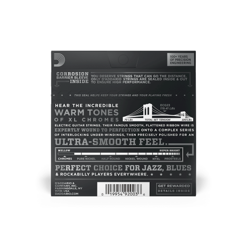 D'addario ECG23 Flat Wound Chrome Guitar Strings 010-048 - Image 3
