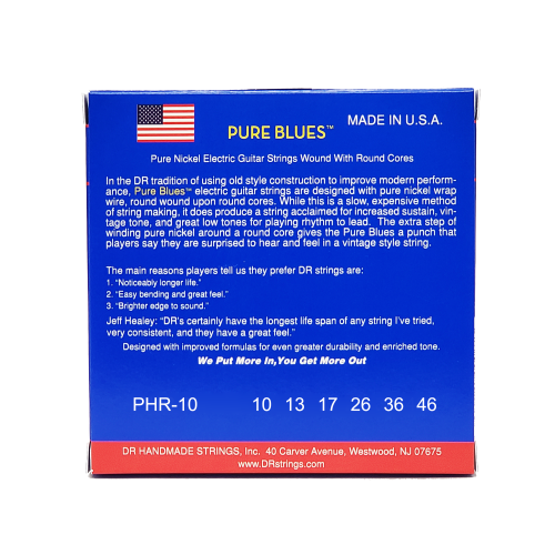 DR Strings PHR-10 Pure Blues Pure Nickel Electric Guitar Strings - .010-.046 Medium Factory - Image 3