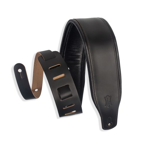 Levys Strap 3" Leather Padded Strap Black