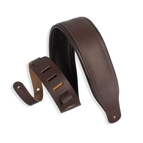 Levys Strap 3" Leather Padded Strap Dark Brown
