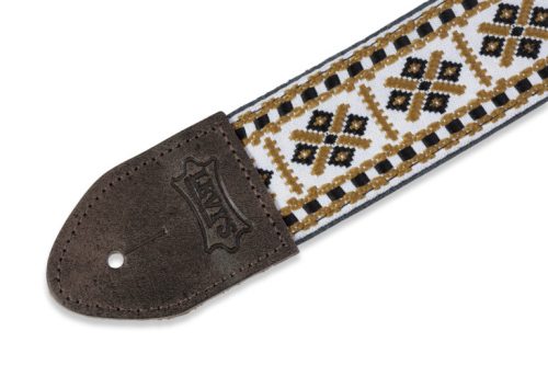 Levys Strap 2" Guitar Strap Gold & White motif M8HTV-07 - Image 2