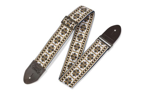 Levys Strap 2" Guitar Strap Gold & White motif M8HTV-07