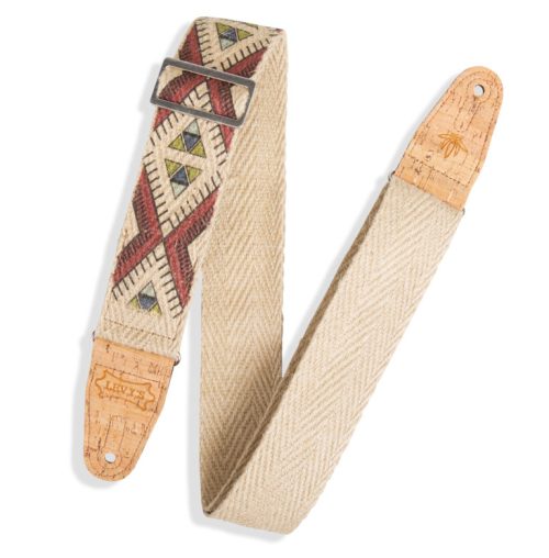 Levys Strap 2" Guitar Strap Diamond Tribal Hemp Natural, Multi 2 – MH8P-002