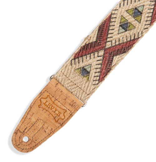 Levys Strap 2" Guitar Strap Diamond Tribal Hemp Natural, Multi 2 – MH8P-002 - Image 2