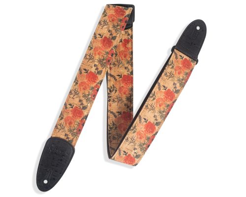 Levys Strap 2" Guitar Strap Wildflower Cork Red, Cream Black, Natural 2 – MX8-001