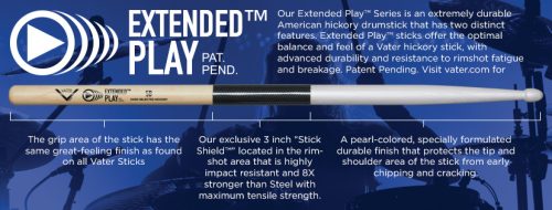 Vater Extended Play Power 5B Drumsticks Wood Tip - Image 2