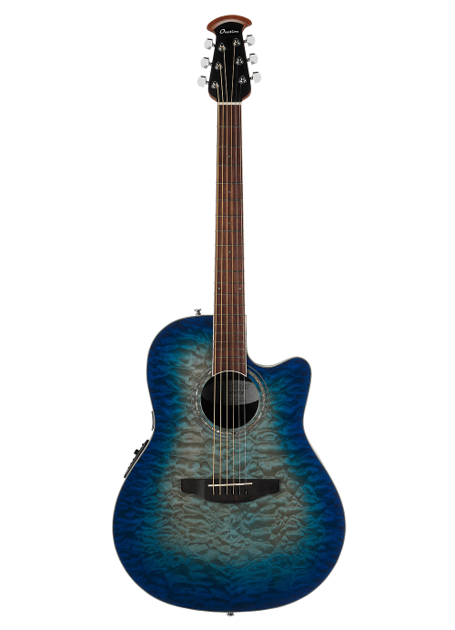 Ovation Celebrity Std® CS28P-RG Exotic Super Shallow Caribbean Blue/Natural Burst On Exotic Quilted Maple Acoustic Guitar - Image 2