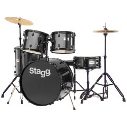 Stagg 5-piece Standard Drum Set w/Cymbals (Black)