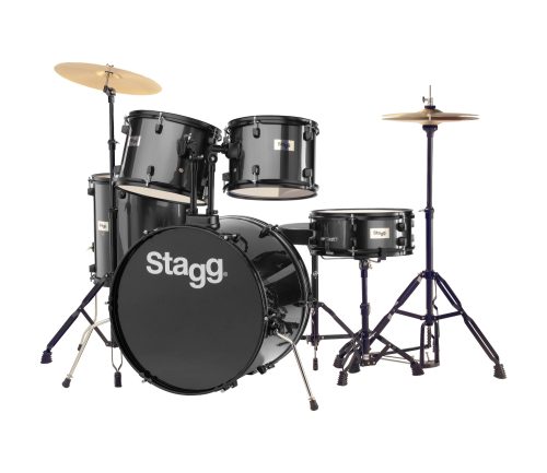 Stagg 5-piece Standard Drum Set w/Cymbals (Black)