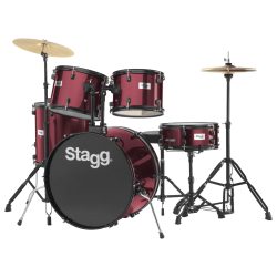Stagg 5-piece Standard Drum Set w/Cymbals (Wine Red)
