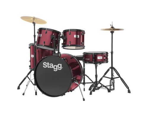 Stagg 5-piece Standard Drum Set w/Cymbals (Wine Red)