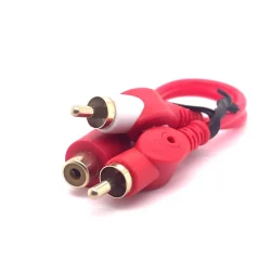 Cyberdyne 2x RCA Male to 1x RCA Female Cable (15cm) (Gold)