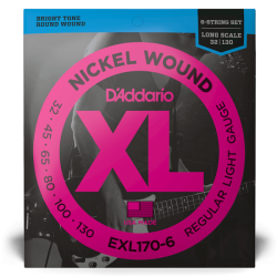 D'Addario EXL170-6 Nickel Wound Bass Guitar Strings - .032-.130 Regular Light Long Scale 6-string