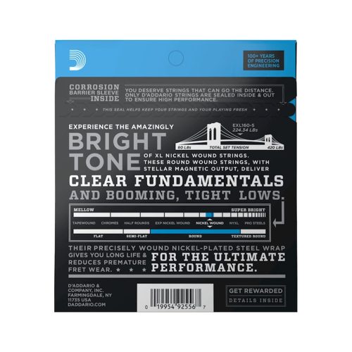 D’Addario Long Scale 5-String Bass Guitar Strings (50-135) - Image 2