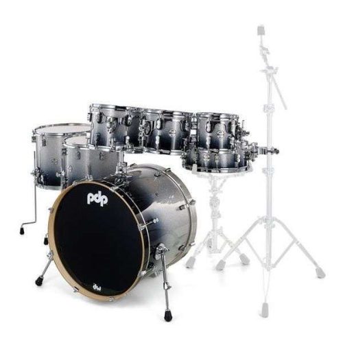 PDP Concept Maple Shell Pack 7-Piece Kit - Silver to Black Fade