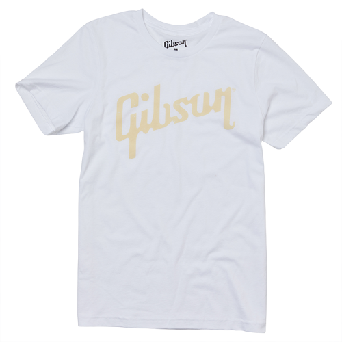 Gibson Distressed Logo White T-Shirt Small