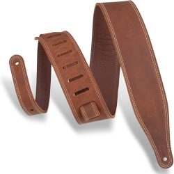 Levy's Leathers Butter Double Stitch 2.5 inch Garment Leather Guitar Strap Brown