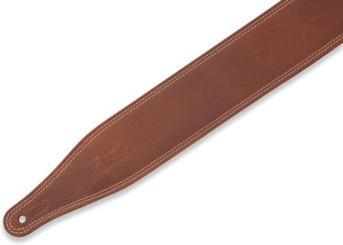 Levy's Leathers Butter Double Stitch 2.5 inch Garment Leather Guitar Strap Brown - Image 3