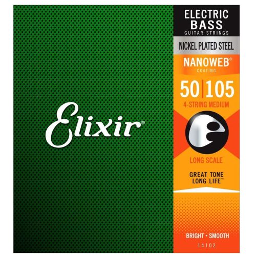 Elixir 14102 Nanoweb Coated 4 String Electric Bass 50-105