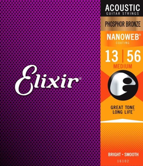 Elixir Strings Nanoweb Phosphor Bronze Acoustic Guitar Strings - .013-.056 Medium