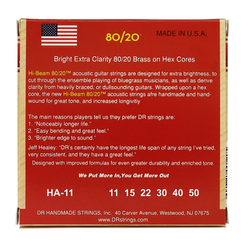 DR Strings Hi-Beam 80/20 Bronze Acoustic Guitar String Set - Custom Light 11-50 - Image 3
