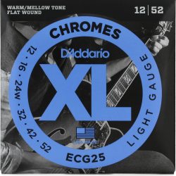 D'Addario ECG25 XL Chromes Flatwound Electric Guitar Strings - .012-.052 Light