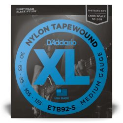 D’Addario ETB92-5 50-135 Tapewound Bass Medium Long Scale 5 String Bass Guitar Strings