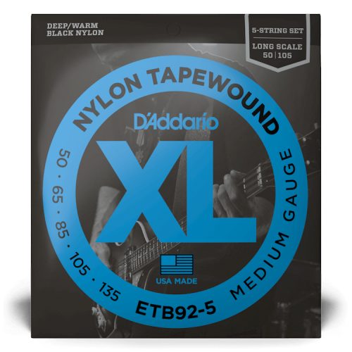 D’Addario ETB92-5 50-135 Tapewound Bass Medium Long Scale 5 String Bass Guitar Strings