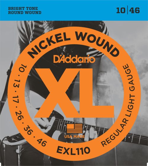 D'Addario Nickel Round Wound Electric Guitar Strings EXL110 Regular Light 10-46