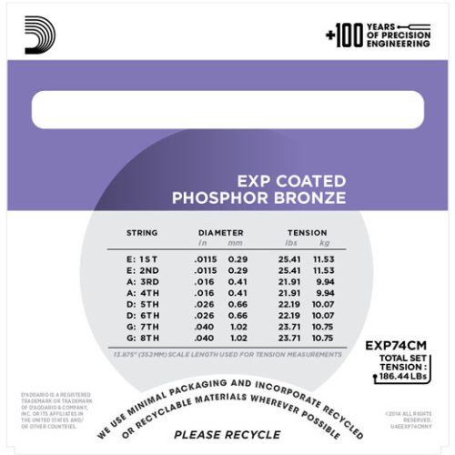 D'Addario EXP74CM Coated Phosphor Bronze Custom Medium Mandolin Strings - Image 2