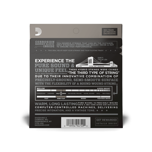 D'Addario ENR71 Semi-Flatwound Bass Guitar Strings - .045-.100 - Image 2