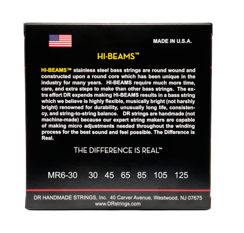 DR Strings MR6-30 Hi-Beam Stainless Steel Medium 6-String Bass Strings - Image 3