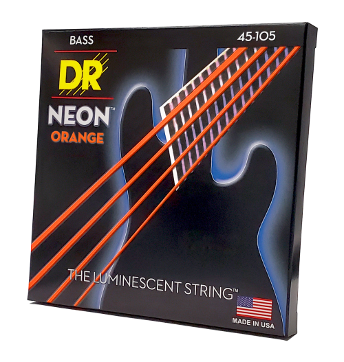 DR Strings NEON Orange Coated Electric Bass Strings Long Scale Set - 4-String 45-105 - Image 2