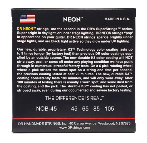 DR Strings NEON Orange Coated Electric Bass Strings Long Scale Set - 4-String 45-105 - Image 4