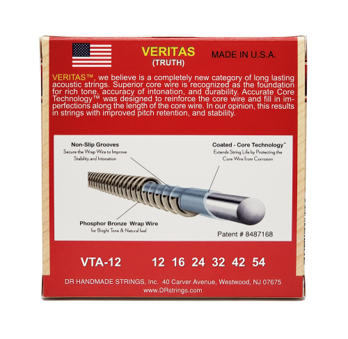 DR Strings VTA-12 VERITAS Acoustic Guitar String 12-54 Light - Image 4