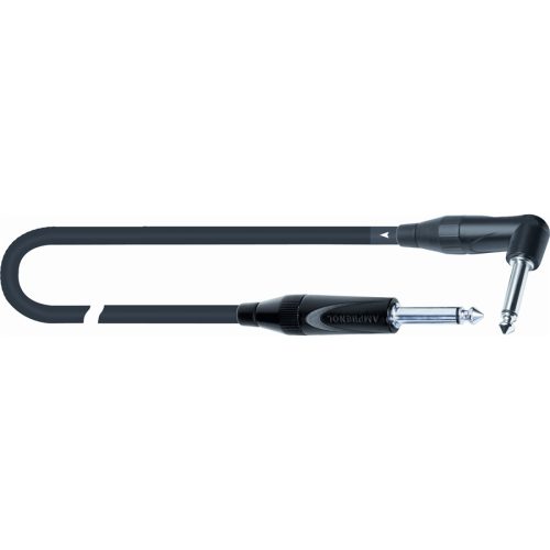 Quiklok Instrument Cable 3m Male 6.3 Angled Jack – Male 6.3 Jack Black