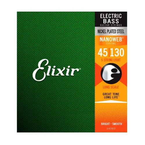 Elixir 45-130 Nanoweb Light 5-String Bass Strings