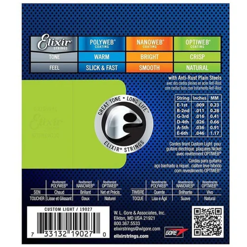 Elixir Strings Optiweb Electric Guitar Strings - .009-.046 Custom Light - Image 2