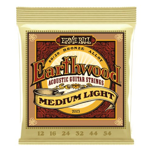 Ernie Ball Medium Light Earthwood 80/20 Bronze Acoustic Strings - 12-54