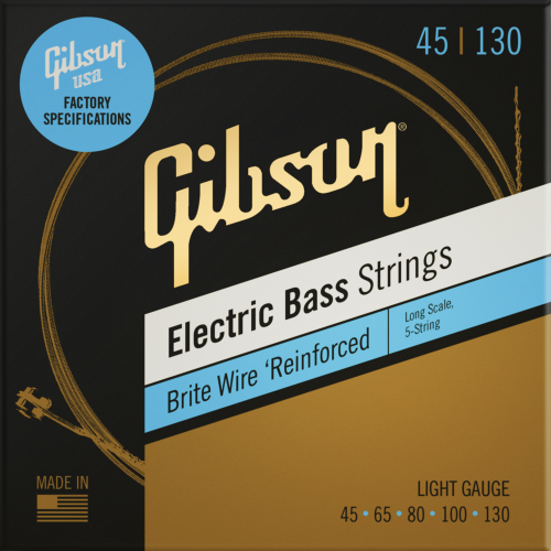 Gibson Brite Wire Electric Bass Strings 5-string Long Scale -.045-.130 Light