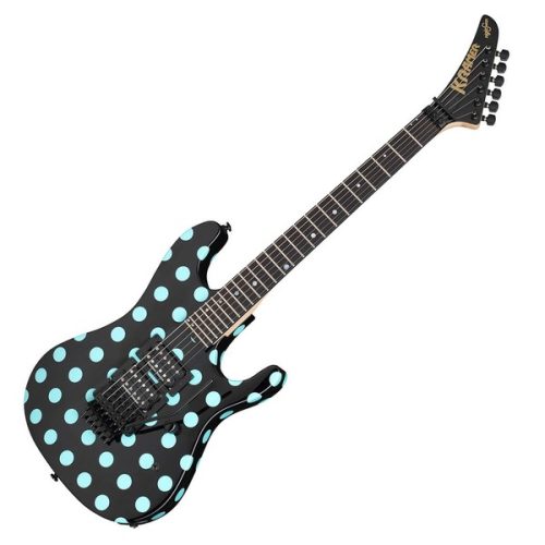 Kramer Nightswan Electric Guitar - Ebony with Blue Dots - Image 2