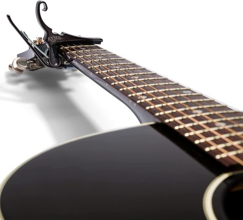 Kyser 6 String Quick Change Acoustic Guitar Capo - Black Chrome - Image 3