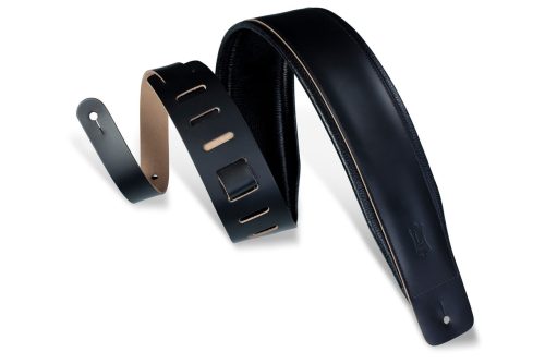 Levy's DM1 3" Leather Face w/Padded Back Guitar Strap - Black