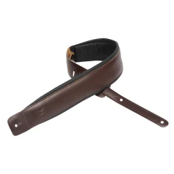 Levy's DM1 3" Leather Face w/Padded Back Guitar Strap - Dark Brown
